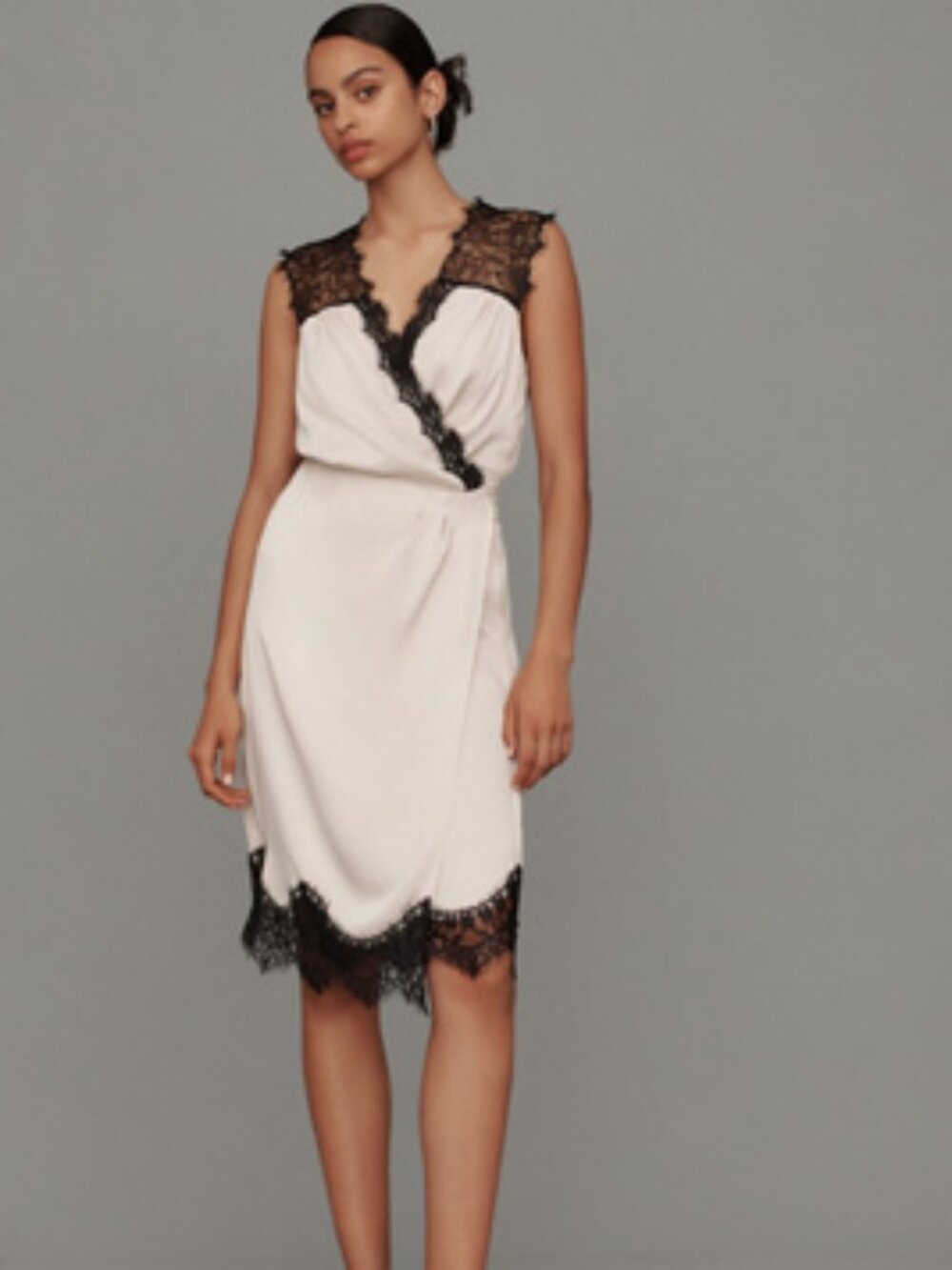 Anthropologie Sleeveless V-Neck Lace Wrap Midi Dress (New Small)